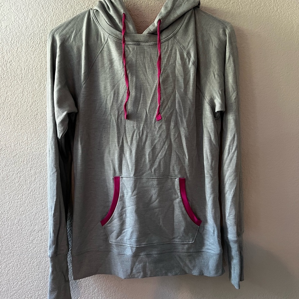Gray Hoodie with Pink Accents